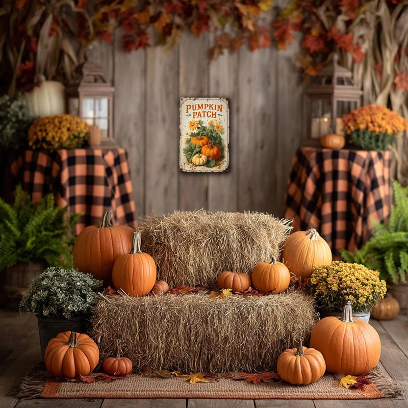 KIYOYO Happy Thanksgiving Rustic Wall Decor Metal Tin Sign with
