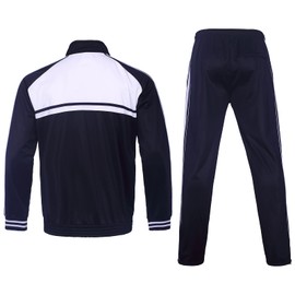 WearLink Men's Tracksuits 2 Piece Sweatsuits for Men Set Casual Athletic Jogging Warm Full Zip Long Sleeve Sweat Suits with Pockets (Navy&White,3XL)