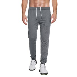 M MAELREG Mens Sweatpants with Pockets Moisture Wicking Soft Track Athletic Pants Golf Tapered Joggers for Men Black Grey Heather