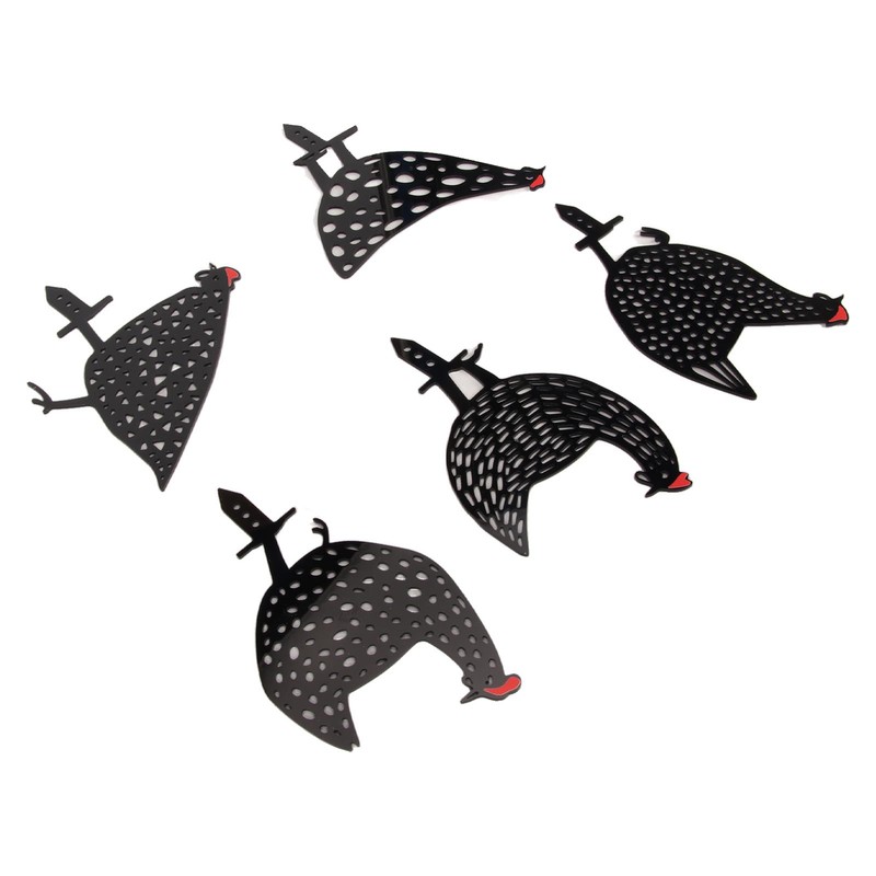 5Pcs Rooster Silhouette Acrylic Hollowed Assorted Style Rich Details Black