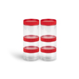 TOX Round Tin 250 ml + 500 ml in Mix with Sturdy Screw Cap, Made of Plastic (PET), Versatile in Workshop, Office and Hobby, 4 Pieces 250 ml + 2 Pieces 500 ml, 094900907