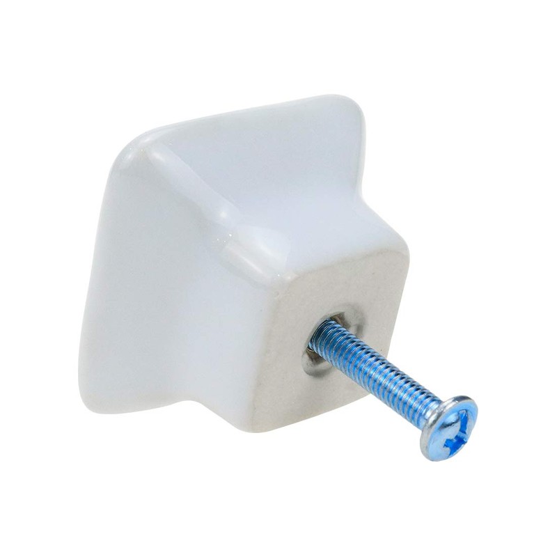 Bitray Square Knobs Ceramic Knobs White Pull Handles for Drawers,