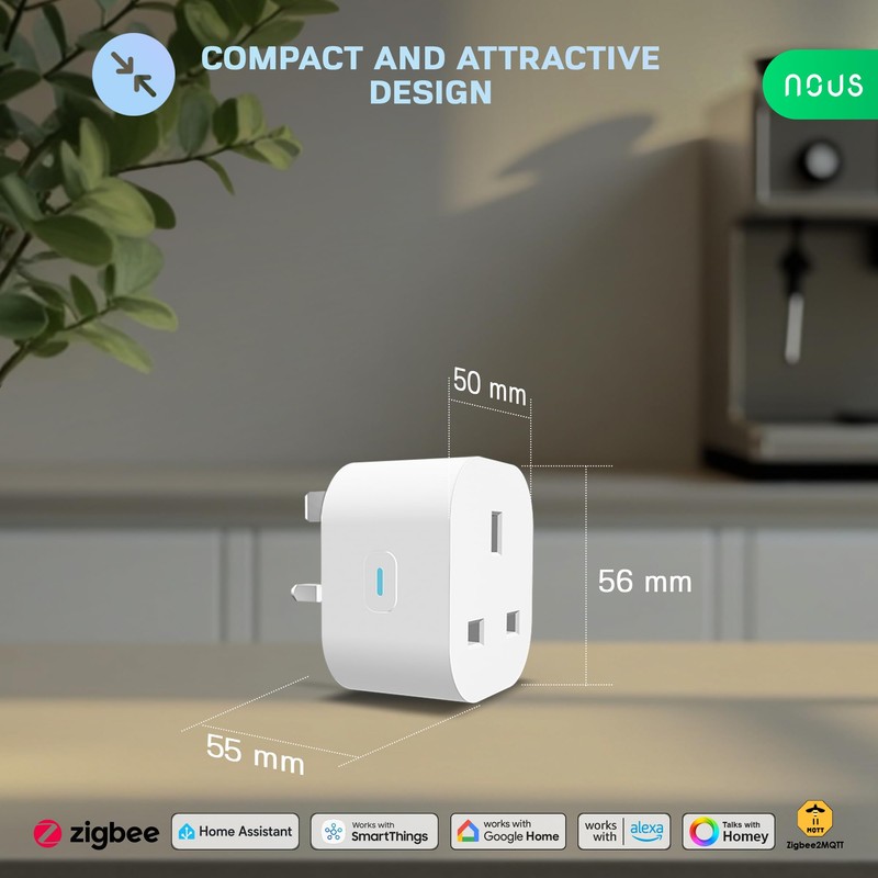 ZigBee Smart Plug 13A UK(ZigBee Hub Required) with Energy Monitoring,