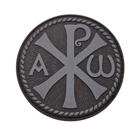 Chi Rho Jesus Christ Symbol Tactical PVC Badge Compatible with Velcro Patches for Backpacks, Morale Patches, Patches for Caps, Christian Patches (Blackout Subdued)