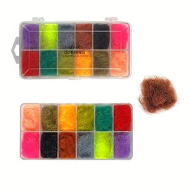 Aventik 12Colors Tika Sports Fly Tying Dubbing Set Microfiber Material for Dry Flies & Midge Crafting Line Yarn Scud Sand Worm Flies New Fly Tying Material for Nymph (UV-X)