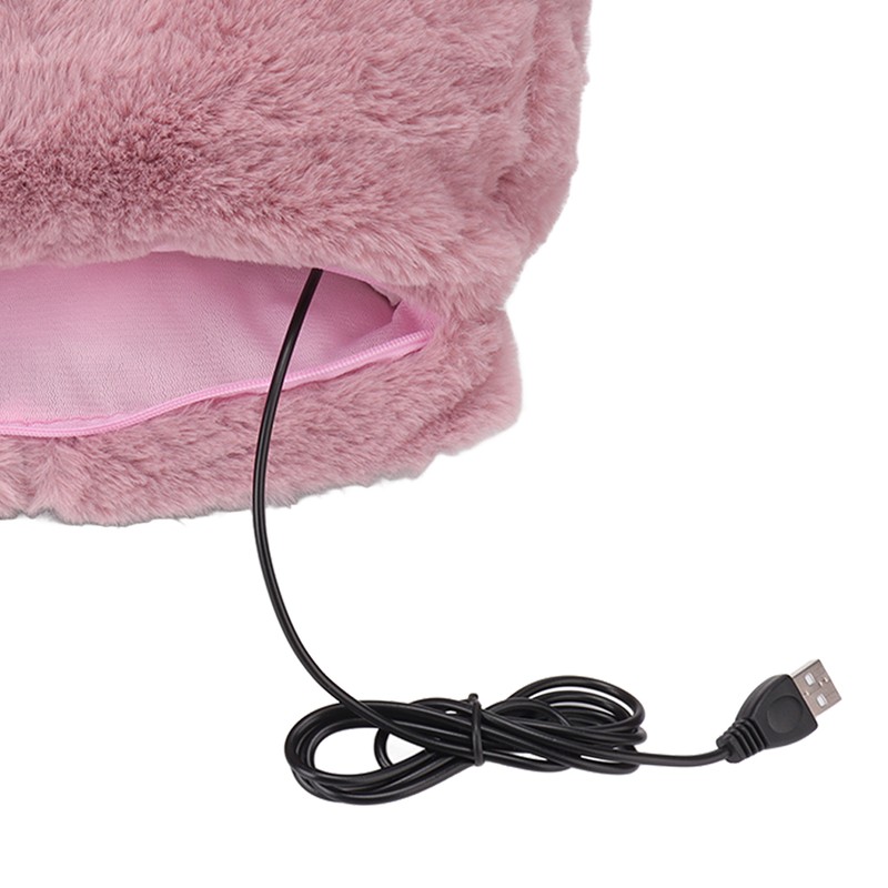 Electric Heated Foot Warmer Pink 5V USB Rechargeable Thickened Foot