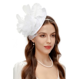 BABEYOND Fascinators Hats for Women - Tea Party Kentucky Fascinator Derby Pillbox Hat Mesh Feathers Headband with Hair Clip