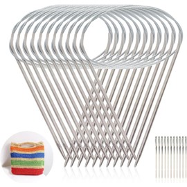 Agatige Agujas Circulares de Acero Inoxidable, 11 Agujas de Tejer de Hilo Redondo, Agujas de Tejer Flexibles de Doble Punta para Calcetines, Conjunto de Tejer para Principiantes (43cm/16.9in)