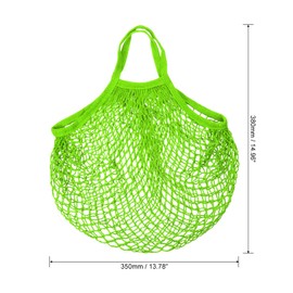 sourcing map Cotton Mesh Bag, 15x13.8 Reusable Washable Mesh Net String Grocery Bags Organizer for Fruits Vegetables Shopping Green