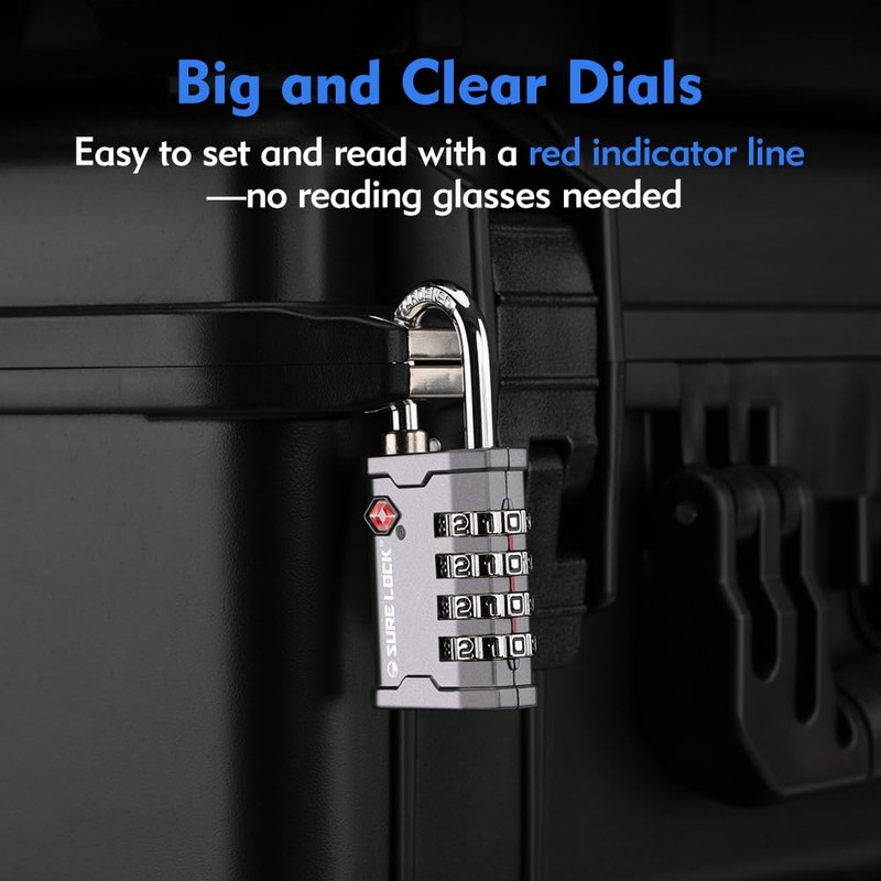 SURE LOCK TSA Accepted 4 Dig Heavy Duty Big Combination