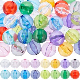 SUNNYCLUE 16 Colours, 64 Pieces, 16 mm, Transparent Acrylic Beads, Chunky Plastic Beads, Large Pink, Blue and Yellow Balls, Large Clear Round Beads for Bead Pens, DIY Necklaces, Bracelets, Craft
