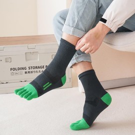 Vraquir Men's Five-Toe Socks, Cotton, Breathable, Odor Resistant, Medium Barrel, For Sports, Climbing, Fashion, 9.4 - 11.0 inches (24 - 28 cm), Set of 4 Pairs, Mixed color 4 pairs