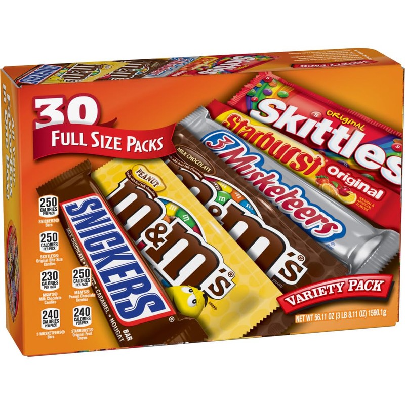 M&M'S, SNICKERS, 3 MUSKETEERS, SKITTLES & STARBURST Variety Pack Full