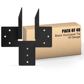 YVTCRTCW 40 Pcs Hurricane Ties for Rafter|18-Gauge Hot Dip Heavy Duty Joist Hanger|Upgraded 1.2mm Thicken 15 Installen Holes Strengthen Load-Bearing|2X Truss to Rafter Connector for Roofing|Black