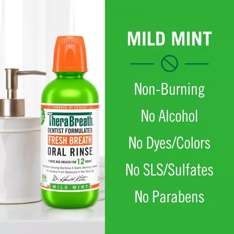 TheraBreath Fresh Breath Mouthwash - Mild Mint Oral - Size: