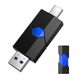 128GB USB Flash Drive JUANWE Type C & Type A Dual Port USB 3.1 Thumb Drive 150MB/s High Speed Transfer Memory Stick for Phone, Laptop, Tablet, Blue