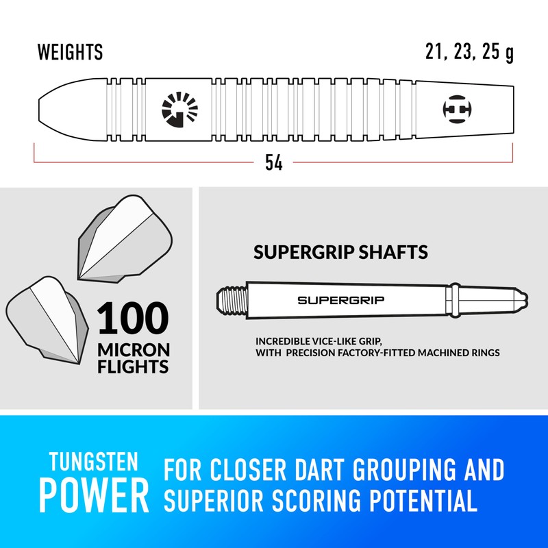 Harrows Unisex's Genesis Tungsten Darts, Silver, 21 g