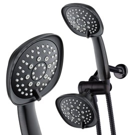 AquaDance Luxury Square 48-setting High-Pressure Dual Head/Handheld Shower Spa Combo. Extra-Long 72" Stainless Steel Hose, 3-way Flow Diverter, Oil-Rubbed Bronze Finish