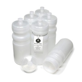 Rolling Sands 20 Ounce Sports Water Bottles 6 Pack, BPA-Free, Made In USA, Dishwasher Safe, Clear Frost Bottles/Clear Lids
