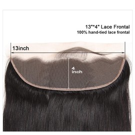 Lace Frontals 13x4 Transparent Lace Frontal Closure Human Hair Frontals Pre Plucked with Natural Hairline Ear to Ear Straight Natural Color 18 Inch