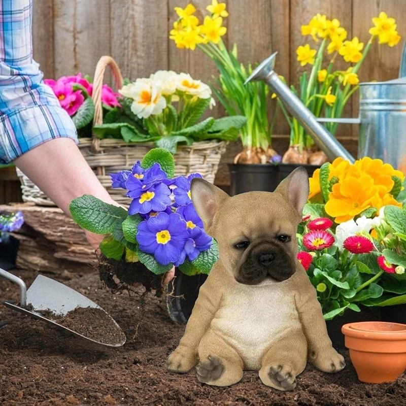 French Bulldog Statue Dog Figurine Resin Ornament Garden Decor Home