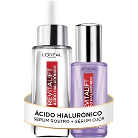 L'Oral Paris Kit cido Hialurnico: Srum Rostro Srum Ojos, 2 piezas. Hidrata intensamente y rellena lneas de expresin