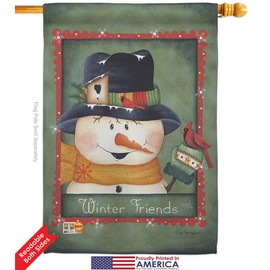 Breeze Decor H114092 Friends Winter Wonderland Decorative Vertical House Flag, 28" x 40", Multicolor