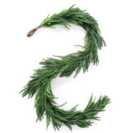 Christmas Garland Norfolk Pine Artificial Pine Greenery Cypress Garland Decoration for Outdoor Indoor Christmas Table Fireplace Wall Home Decor (5ft / 1.5m)