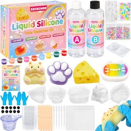 Taba Squishy Kit - 18OZ Rubber Kit with Guided, No Odor and Faster Fully Cures, FuFu Squishy Kit with Mold Flocking Powder Stress Relief Entertainment