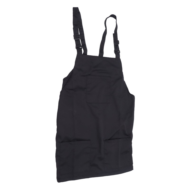 Kitchen Apron Black Apron Polyester Pockets Adjustable Strap Unisex Apron