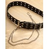 Sacina Black PU leather Belt With Detachable Chain, Emo Belt,