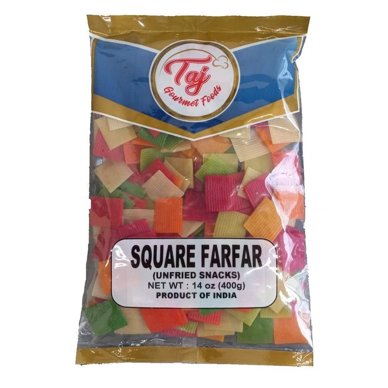 TAJ Gourmet Farfar Fryums (Wheat Pellet Tube), 400g (Square)