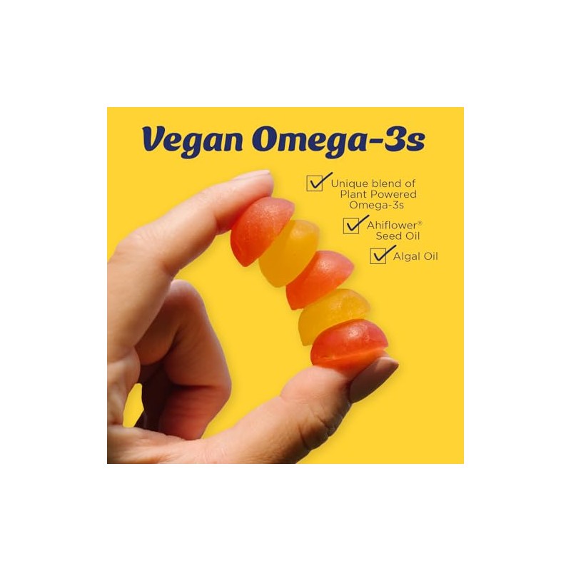 Wiley's Finest Gomitas veganas de omega-3 Suplemento vegetariano DHA Omega-3