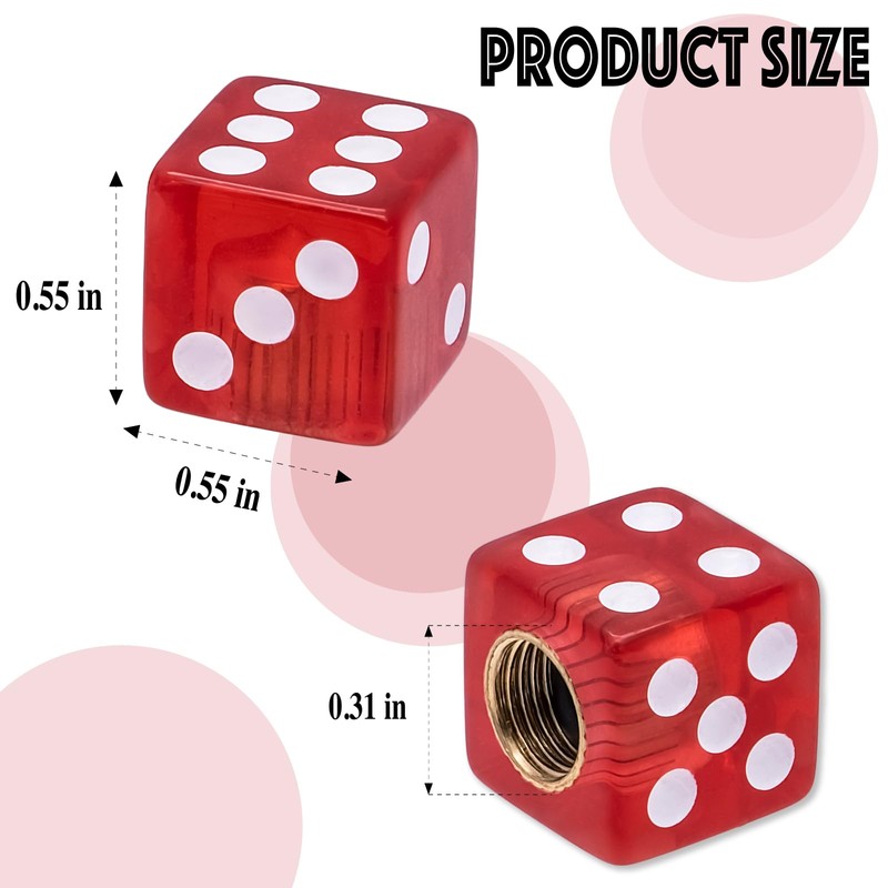 MEAJOO 4PCS Dice Shape Tire Valve Stem Caps, Universal Copper