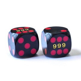 Bescon Professional Precision Dice Round Corner 9/16" (14.3mm) with Colorful Dots, Colored Dots Precision Backgammon Dice 14.3MM (Black Dice with red dots)