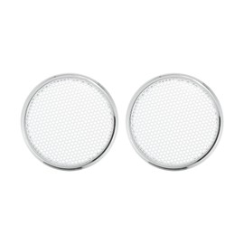 ACROPIX Universal 1" Car Speaker Grills Cover Mesh Round 1 Inch Audio Speaker Subwoofer Guard Protector Case Iron Plating Silver Tone White - Pack of 2