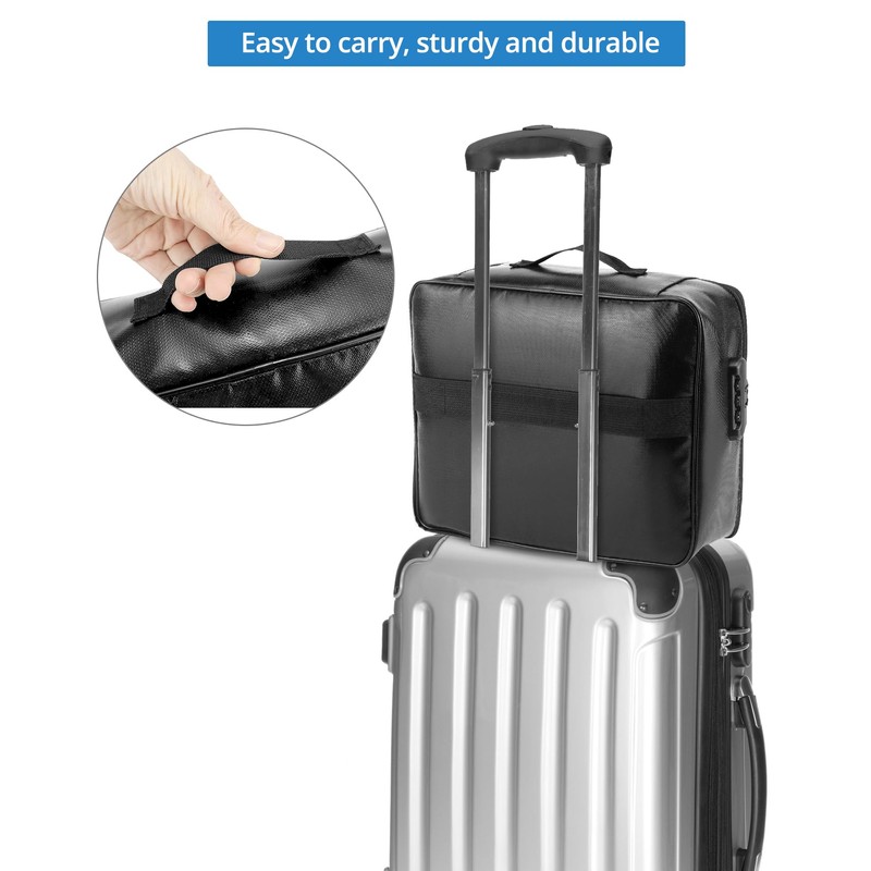 QWORK® Fireproof Document Bag, Important Document Organizer, Lockable Document Box,