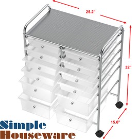 SimpleHouseware Utility Cart with 12 Drawers Rolling Storage Art Craft Organizer on Wheels