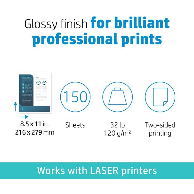 HP Everyday Business Paper, Glossy, 8.5x11 in, 32 lb, 150