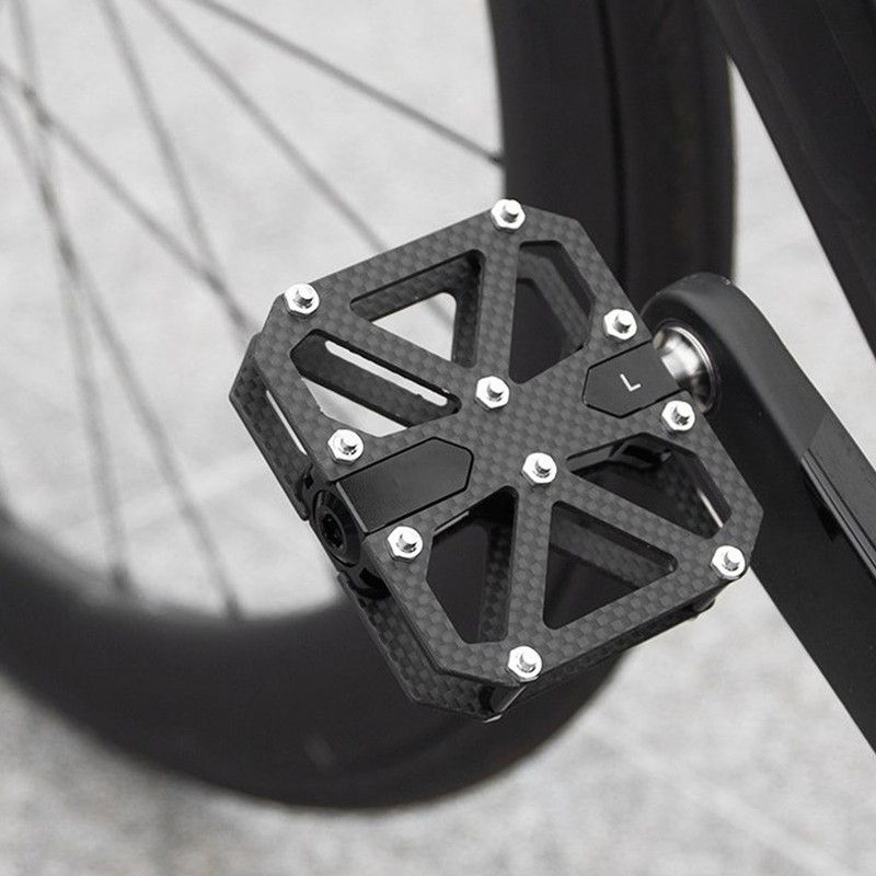 Mountain Cycling Pedals Carbon Fiber 3 Bearing Anti Slip Hollow