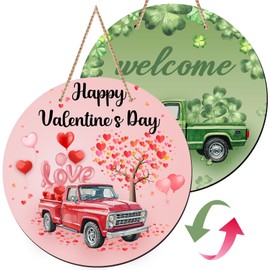 Valentines Day Decorations Gifts, St Patricks Day Decorations Reversible Hanging Romantic Double-Sided Use Valentines Day Decor Supplies, Sign Happy Valentine's Day for Indoor and Outdoor