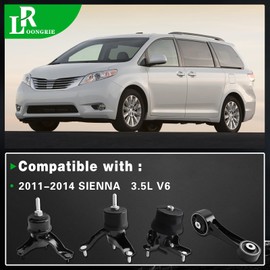 Engine Motor and Transmission Mount Kit，Compatible with Sienna 2011-2014 3.5L V6 Engine，Replace OE A42017HY 123600P030 A62036HY 123620P010 A4288 123720H090 A62045 123630P100 4PCS