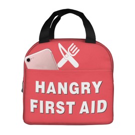 COEIOBEO Funny Hangry First Aid Insulated Lunch Box-Emergency Snack Kit Portable Lunch Bag Reusable Lunch Tote for Women Men and Kids - Great Gag Gift