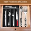 Small Kitchen Utensils Drawer Organizer Black Wooden Flatware Cutlery Tray