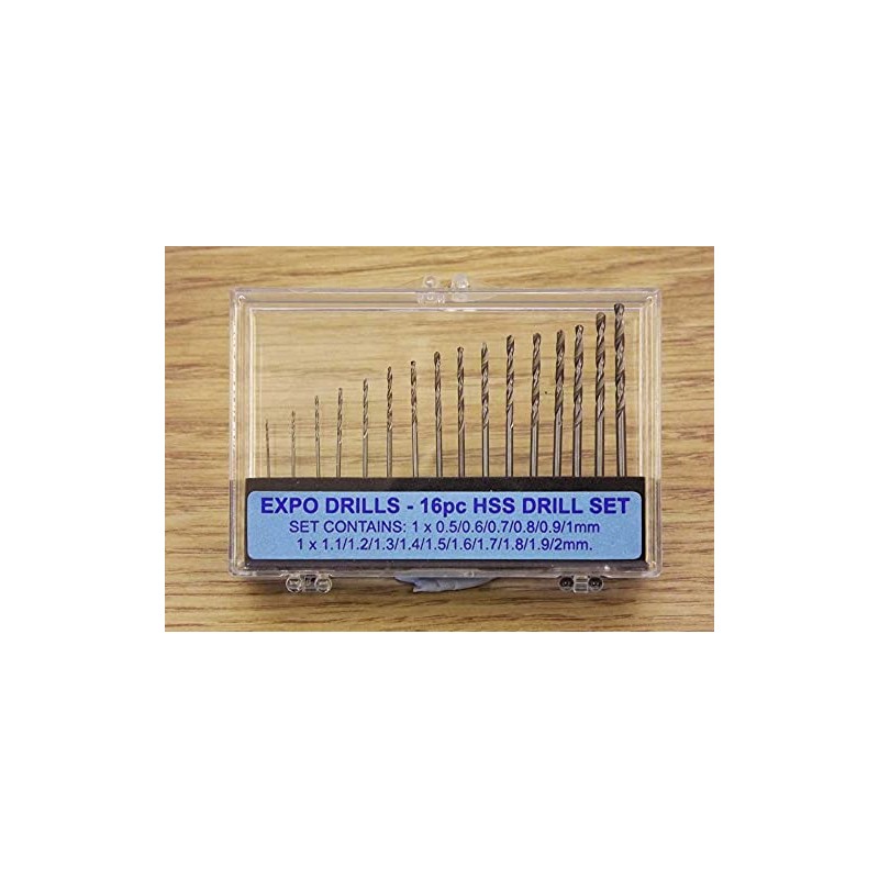 Expo Tools - 16pc HSS Twist Drill Set 0.5mm-2mm #