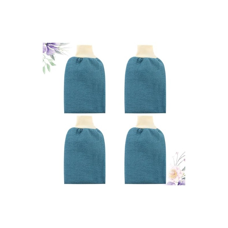 4 Piezas Guantes de Baño de Doble Cara, Gruesos y
