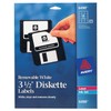 Avery 6490 Removable Labels, Laser/Inkjet, f/ 3-1/2-Inch, 375/PK, White
