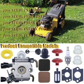Haishine C1Q-S97 Carburettor Kit for STIHL FS75 FS80 FS80R FS85 FS85R FS85T FS85RX HS75 HS80 HS85 HL75 HL75K FH75 HT70 with Fuel Line/Fuel Cap/Spark Plug/Air Filter for Weedeater Hedge Trimmer