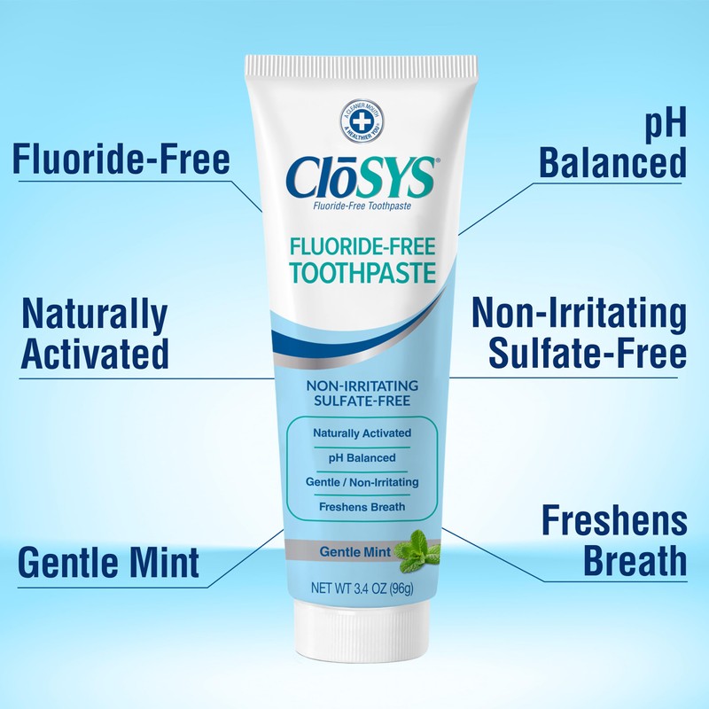CloSYS Fluoride Free Toothpaste, 3.4 Ounce, Travel Size, Gentle Mint,