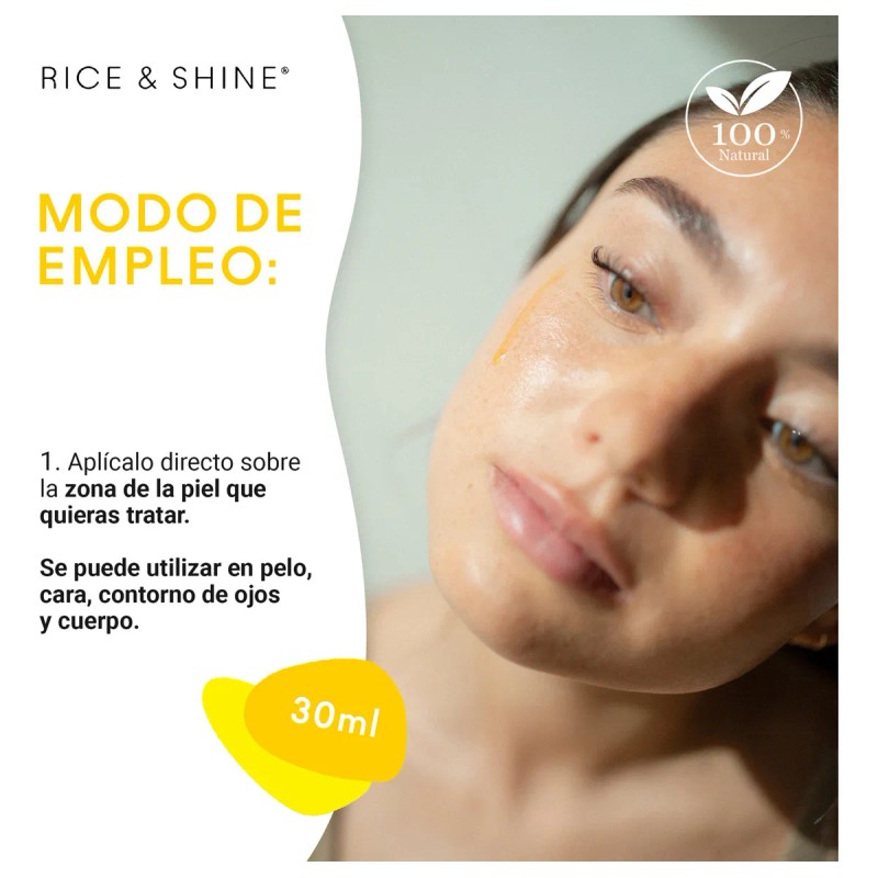 Rice & Shine aceite facial hidratante | día y noche